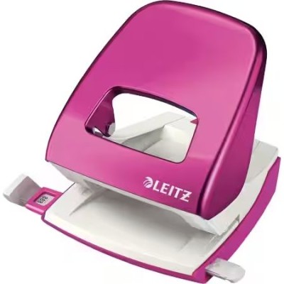 FURADOR LEITZ WOW 5008 C/ REGUA 30FLS ROSA METALICO