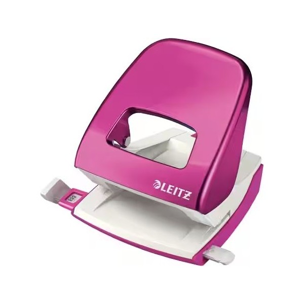 FURADOR LEITZ WOW 5008 C/ REGUA 30FLS ROSA METALICO