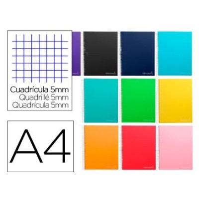 CADERNO ESPIRAL CAPA DURA LP A4 75gr. 140FLS QUADRICULADO CORES SORTIDAS