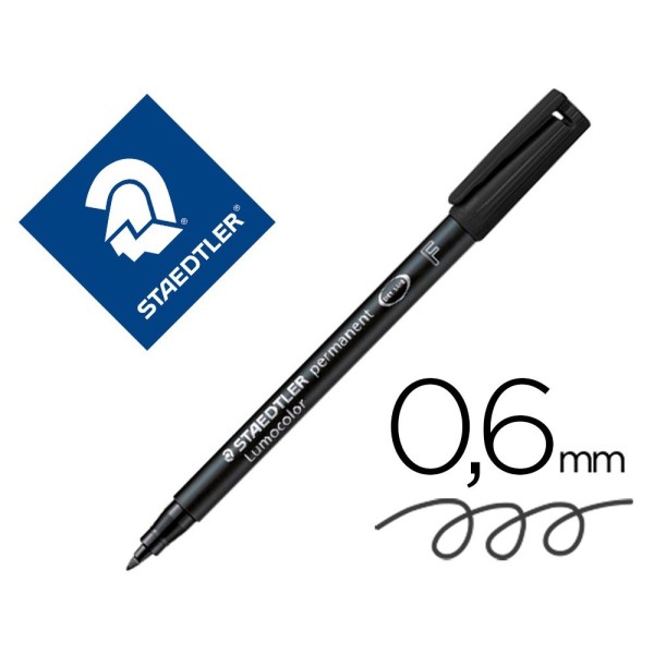 MARCADOR PERMANENTE ACETATO STAEDTLER LUMOCOLOR  0,6MM F PRETO