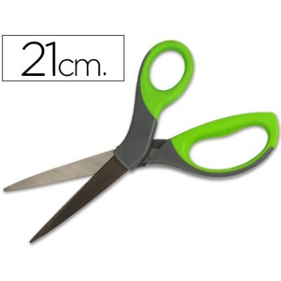 TESOURA QC CABO EM BORRACHA 8'' 21CM VERDE