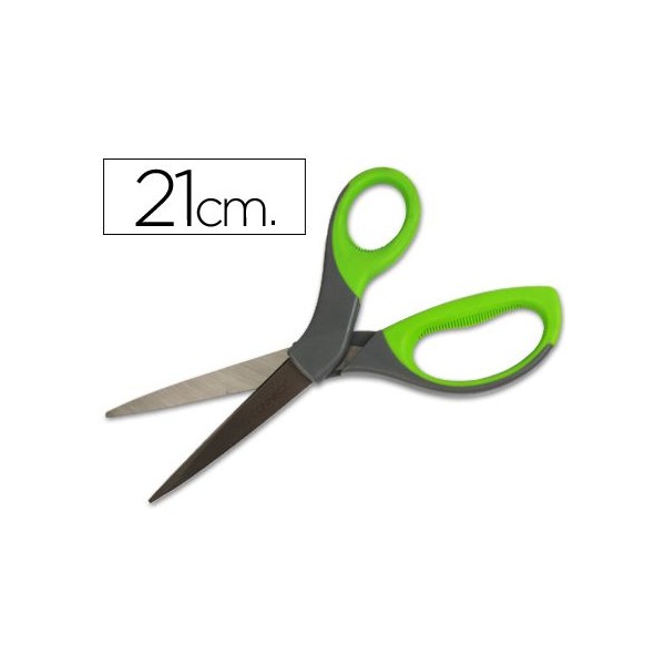 TESOURA QC CABO EM BORRACHA 8'' 21CM VERDE
