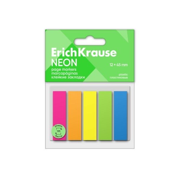 SINALIZADORES PLASTICO ERICHKRAUSE PAGE MARKER 5x12x45mm 5 CORES 125FLS