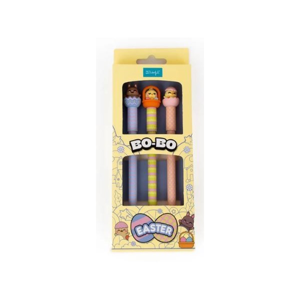 KIT 3 x ESFEROGRAFICAS APAGÁVEIS MR WONDERFUL BO-BO PASCOA - COELHO E PINTAINHOS