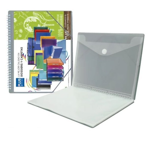 PASTA CATALOGO ESPIRAL C/ 20 BOLSAS (MICAS) + BOLSA ENVELOPE A4 CORES SORTIDAS