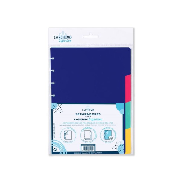 SEPARADORES P/ CADERNO INTELIGENTE INGENIOX A5 4 POSIÇOES  INTENSE