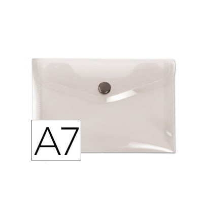 BOLSA ENVELOPE A7 PLASTICO C/FECHO MOLA CRISTAL TRANSPARENTE