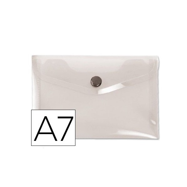 BOLSA ENVELOPE A7 PLASTICO C/FECHO MOLA CRISTAL TRANSPARENTE