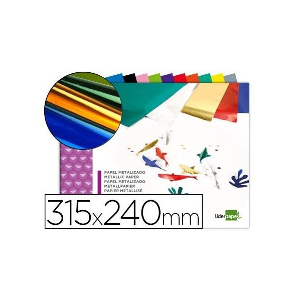 BLOCO TRABALHOS MANUAIS LP PAPEL METALIZADO 240x315mm 10FLS CORES SORTIDAS