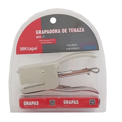 MINI AGRAFADOR ALICATE MKTAPE (P/Nº10) C/ CX AGRAFES - BRANCO