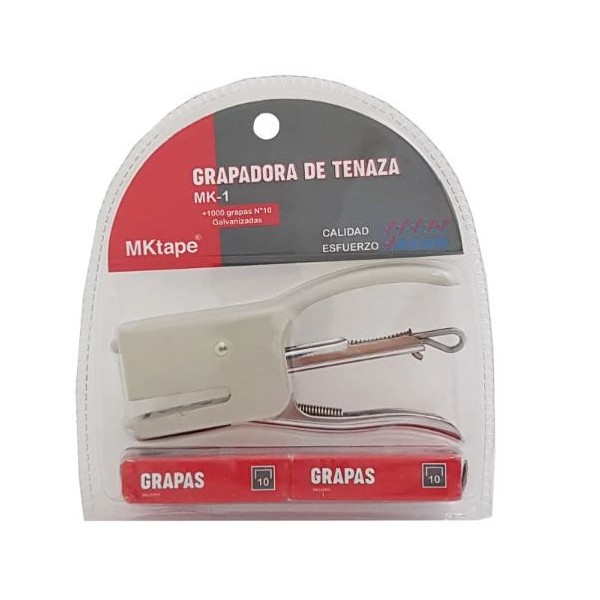 MINI AGRAFADOR ALICATE MKTAPE (P/Nº10) C/ CX AGRAFES - BRANCO