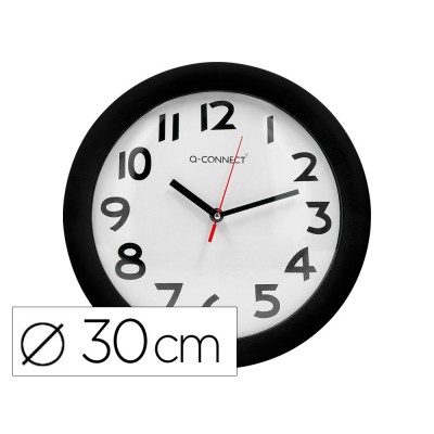 RELOGIO PAREDE REDONDO (DIAMETRO 30CM) ARO PLASTICO PRETO