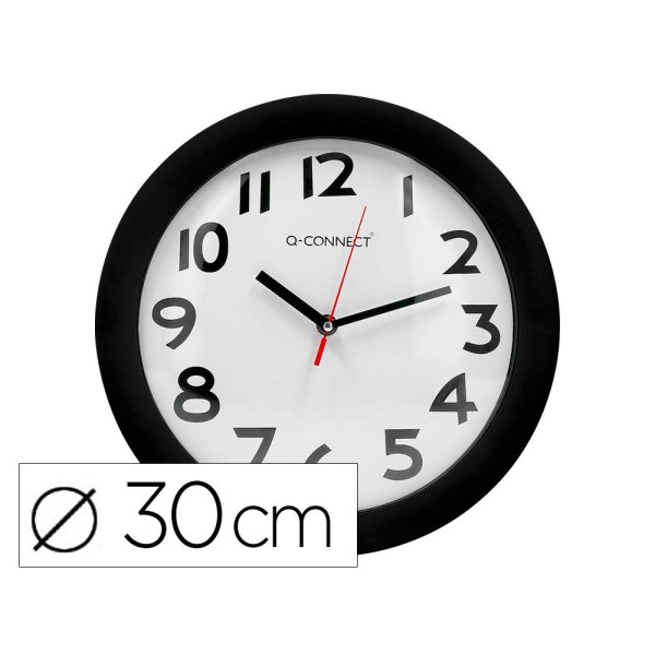 RELOGIO PAREDE REDONDO (DIAMETRO 30CM) ARO PLASTICO PRETO