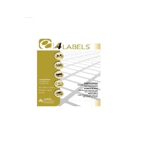 ETIQUETAS BRANCAS A4 4LABELS 190x58mm 100FLS x 5 ETIQ.