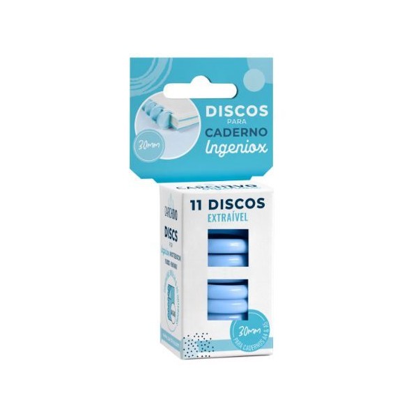 BLISTER C/ 11 x DISCOS 30mm P/ CADERNO INTELIGENTE INGENIOX A4/A5 - AZUL