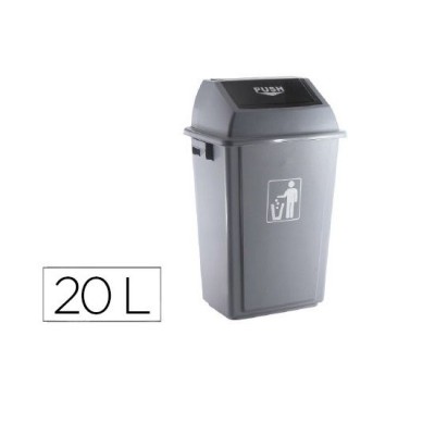 CAIXOTE PLASTICO 20LT C/ TAMPA PUSH UP 34x24x45cm CINZA