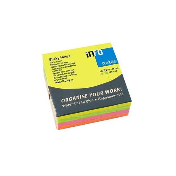 POST IT 75x75mm NEON BLOCO 320FLS