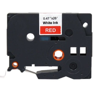 FITA P/ GRAVAÇAO COMPATIVEL C/  BROTHER P-TOUCH TZE435 12MM x 8MT TEXTO BRANCO / FITA VERMELHO