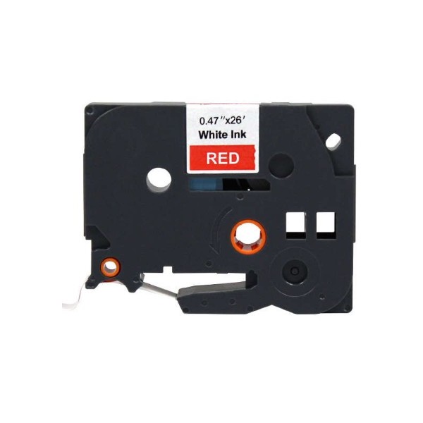 FITA P/ GRAVAÇAO COMPATIVEL C/  BROTHER P-TOUCH TZE435 12MM x 8MT TEXTO BRANCO / FITA VERMELHO