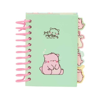 CADERNO ESPIRAL C/ SEPARADORES PEMBE THE PINK CAT PAUTADO 80FLS