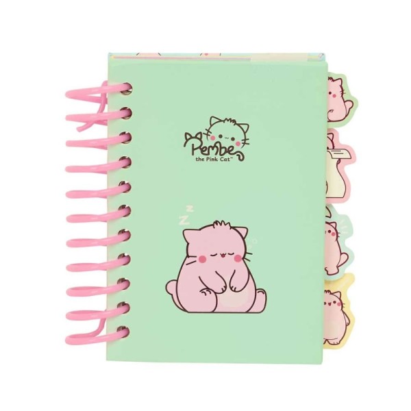 CADERNO ESPIRAL C/ SEPARADORES PEMBE THE PINK CAT PAUTADO 80FLS
