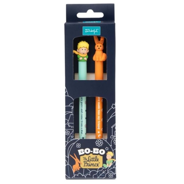 KIT 2 x ESFEROGRAFICAS APAGÁVEIS MR WONDERFUL BO-BO O PRINCIPEZINHO E A RAPOSA