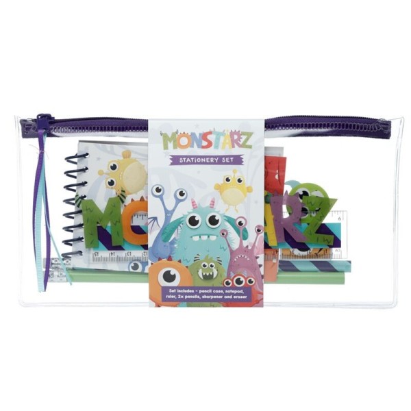 CONJUNTO C/ ESTOJO TRANSPARENTE + 6 PEÇAS MONSTRO MONSTARZ