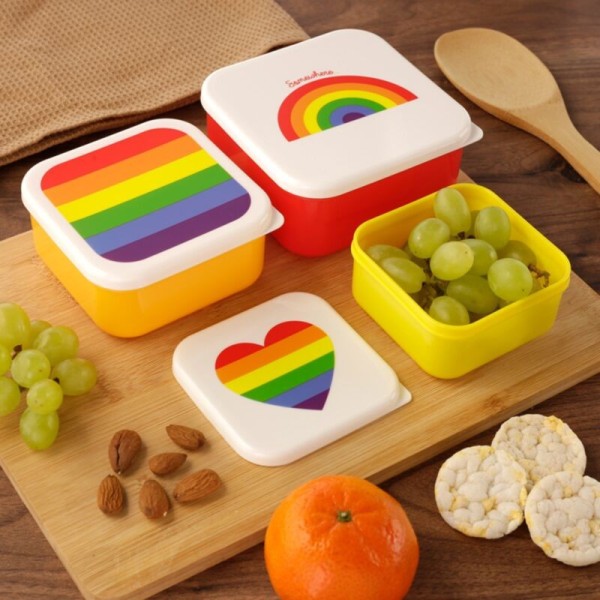 KIT 3x CAIXAS DE LANCHE ARCO-IRIS