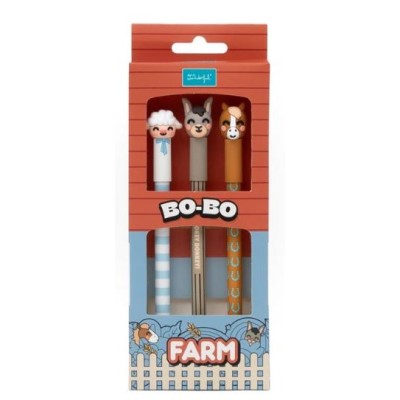 KIT 3 x ESFEROGRAFICAS APAGÁVEIS MR WONDERFUL BO-BO QUINTA - OVELHA, BURRO E CAVALO