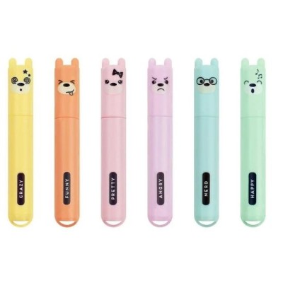 BLISTER C/ 6x MINI MARCADORES FLUORESCENTES CORES PASTEL LEGAMI TEDDY´S STYLE