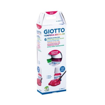 CAIXA C/ 6 x GUACHES 25ML GIOTTO TEMPERA ESCOLAR 