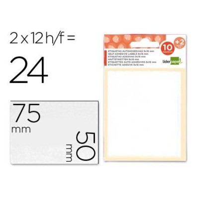 ETIQUETAS LP 50x75mm FOLHA 12x9cm 12FLS x 2 ETIQ