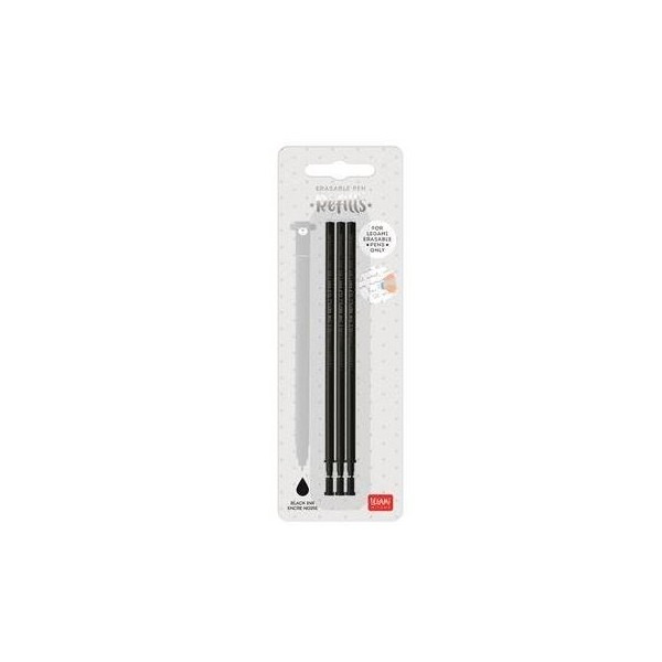 BLISTER C/ 3 x RECARGAS P/ ESFEROGRAFICA LEGAMI 0,7mm PRETO (TINTA APAGAVEL)