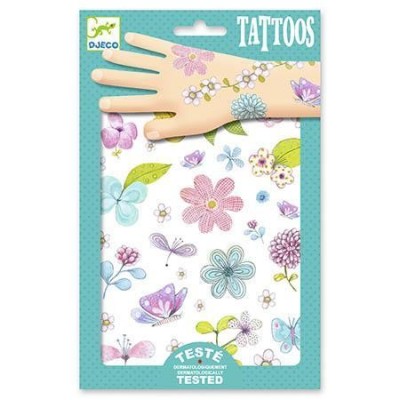 BLISTER C/ 50 x TATUAGENS C/ GLITTER DJECO - BELAS FLORES DO CAMPO