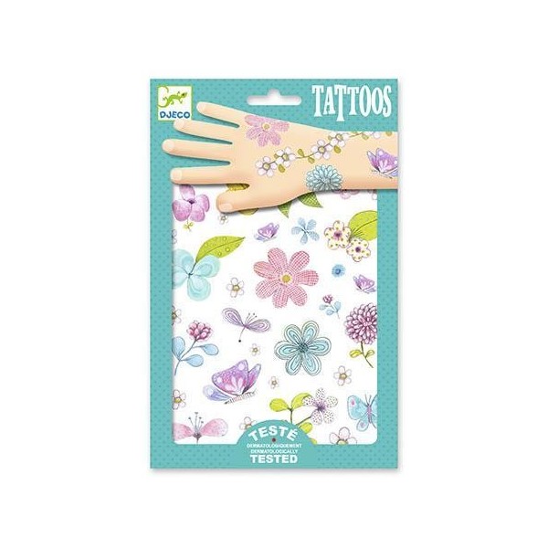 BLISTER C/ 50 x TATUAGENS C/ GLITTER DJECO - BELAS FLORES DO CAMPO