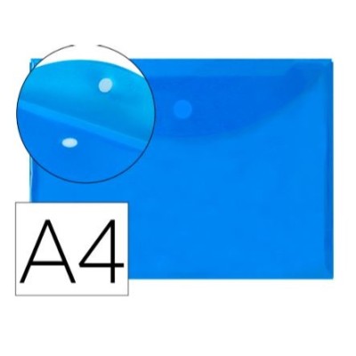 BOLSA ENVELOPE A4 PLASTICO C/FECHO VELCRO AZUL