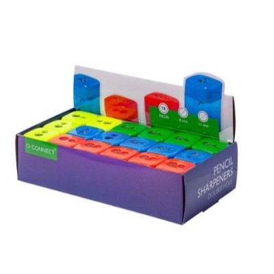 AFIA /APARA LAPIS (2 BOCAS) Q-CONNECT C/ DEPOSITO CORES SORTIDAS