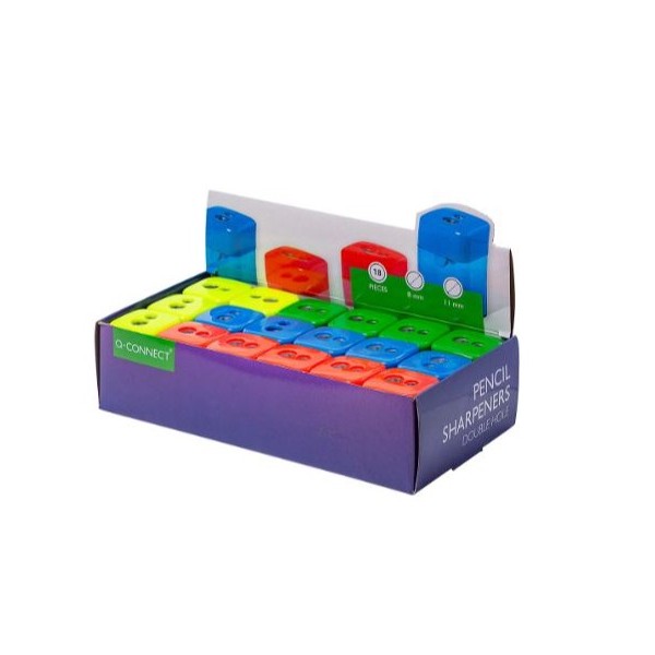 AFIA /APARA LAPIS (2 BOCAS) Q-CONNECT C/ DEPOSITO CORES SORTIDAS
