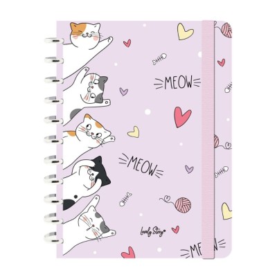 CADERNO INTELIGENTE A4 100gr. 100FLS PAUTADO LOVELY STORY MEOW LOVE