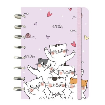 CADERNO INTELIGENTE A5 100gr. 100FLS PAUTADO LOVELY STORY MEOW LOVE