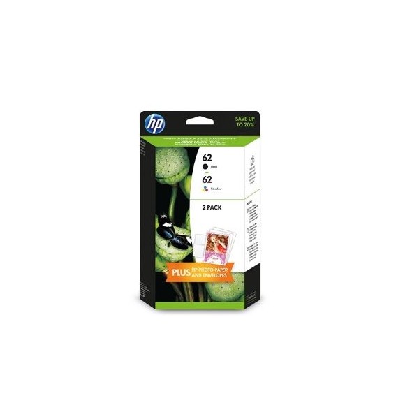 KIT 2 TINTEIROS HP Nº 62 PRETO + 62 TRICOLOR ORIGINAL