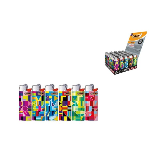 ISQUEIRO BIC MINI J25 - ESTAMPADOS - CORES SORTIDAS