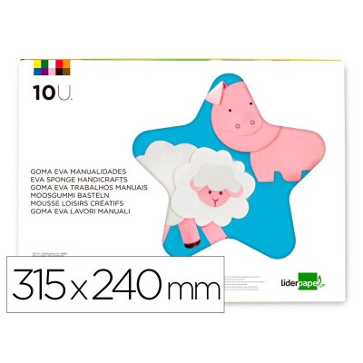 BLOCO C/ 10 x PLACAS GOMA EVA A4 FOLIO CORES SORTIDAS