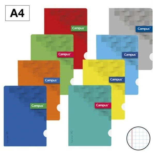 CADERNO AGRAFADO CAMPUS CAPA COLORIDA SORTIDAS "CARTOLINA" A4 48FLS 90GR QUADRICULADO