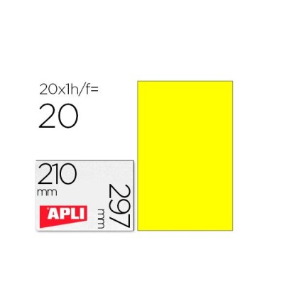 ETIQUETAS APLI LASER  A4 210x297mm AMARELO 20FLS