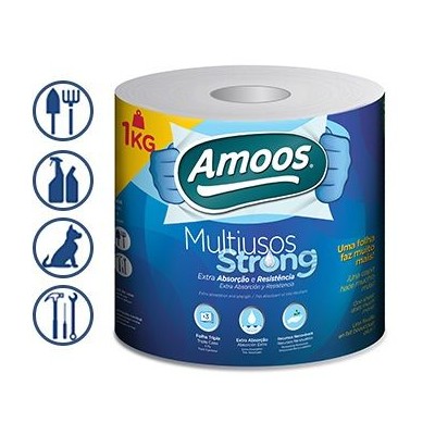 ROLO PAPEL DE COZINHA AMOOS 22CM x 70MT 2FLS 1 ROLO