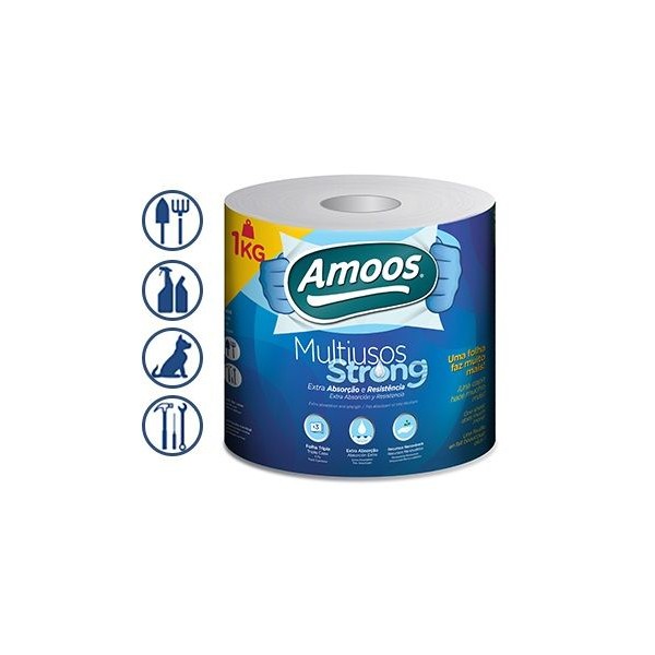 ROLO PAPEL DE COZINHA AMOOS 22CM x 70MT 2FLS 1 ROLO
