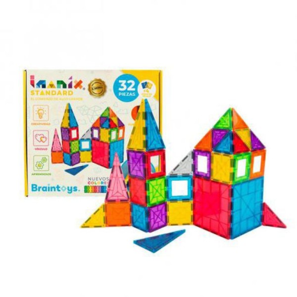 JOGO BRAINTOYS C/ 32 FORMAS GEOMETRICAS MAGNETICAS 