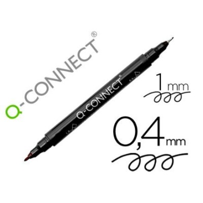 MARCADOR ACETATO PERMANENTE DUPLO QC  0.4MM e 1.0MM PRETO