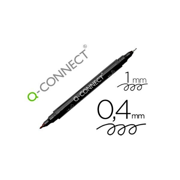 MARCADOR ACETATO PERMANENTE DUPLO QC  0.4MM e 1.0MM PRETO